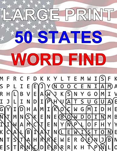 50 States Large Print Word Find Easy to Read Themed Word Search Puzzle Book