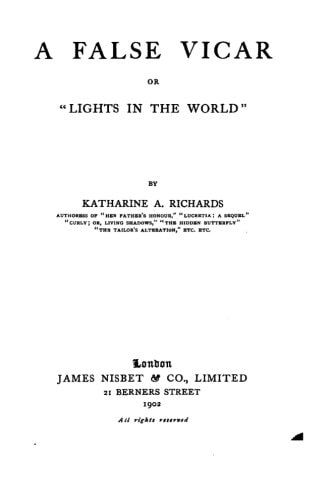 A False Vicar, Or, Lights in the World
