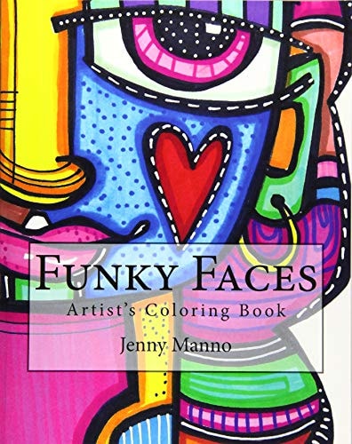 Funky Faces Adult Coloring Book