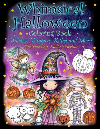 Whimsical Halloween Coloring Book Witches, Vampires Kitties and More!