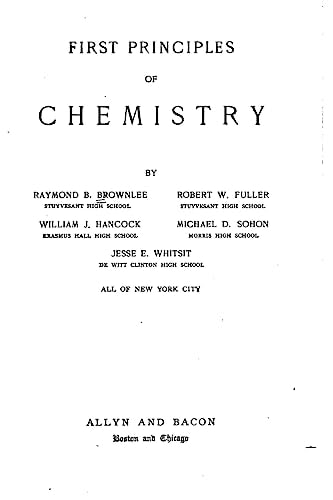 First Principles of Chemistry