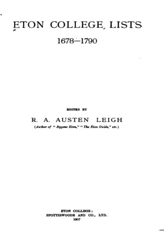 Eton College Lists