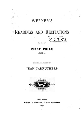 Werner's Readings and Recitations - No. 8 - First Prize