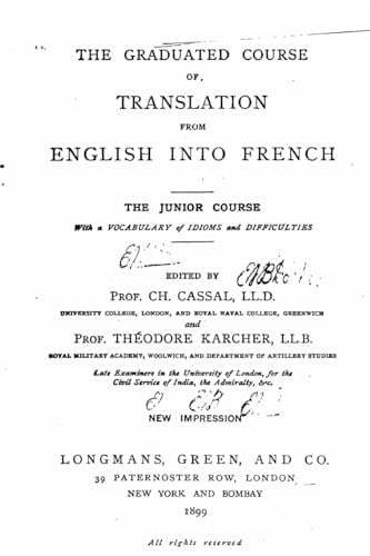 The Graduated Course of Translation From English Into French, the Junior Course