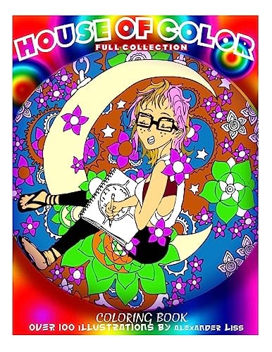 House of Color Manga Styled Adult Coloring Book, Ebony Art, Zen Doodle, Coloring Book.