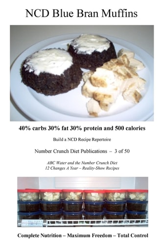 NCD Blue Bran Muffins 40% Carbs 30% Fat 30% Protein and 500 Calories