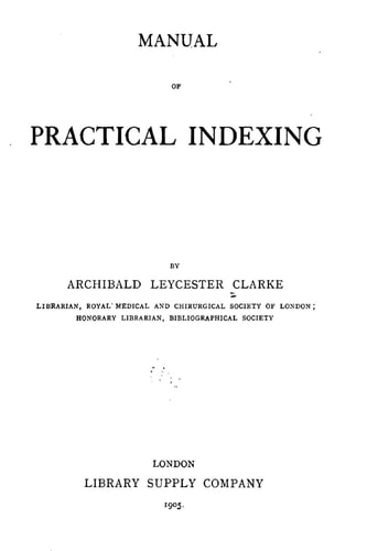 Manual of Practical Indexing