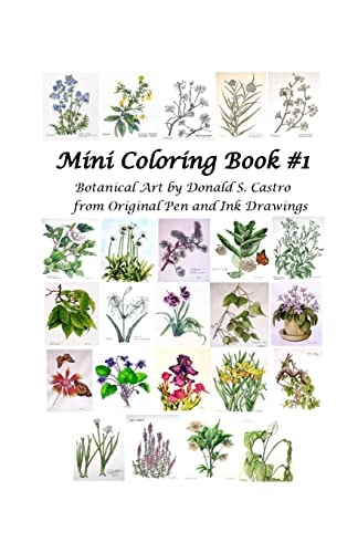 Mini Botanical Art Coloring Book Pen and Ink Drawings