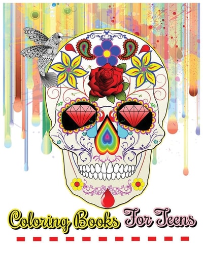 Coloring Books for Teens Beautiful Flowers, Mandalas, Animals and Skull Designs