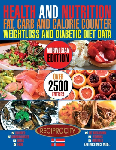Health and Nutrition Fat, Carb and Calorie Counter Weightloss and Diabetic Diet Data Norwegian Government Data on Calories, Carbohydrate, Sugar Counting, Protein, Fibre, Saturated, Mono Unsaturated, Poly Unsaturated, Omega 3 and Omega 6 Fat Breakdown, Vit