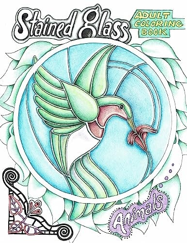Adult Coloring, Stained Glass Animals Illustrated by Bonnie King, Artist