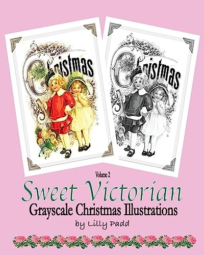 Sweet Victorian Grayscale Christmas Illustrations