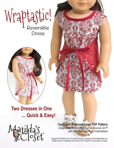 Wraptastic! Reversible Dress Confident Beginner-Level Sewing Pattern for 18-Inch Dolls