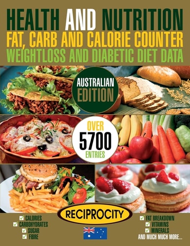 Health and Nutrition Fat, Carb and Calorie Counter, Weightloss and Diabetic Diet Data Australian Government Data on Calories, Carbohydrate, Sugar Counting, Protein, Fibre, Saturated, Mono Unsaturated, Poly Unsaturated, Omega 3 and Omega 6 Fat Breakdown, V