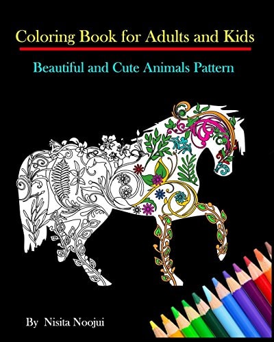 Coloring Book for Adults and Kids Beautiful and Cute Animals Pattern