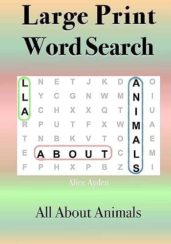 Large Print Word Search All About Animals