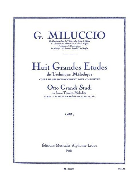 8 Grandes Etudes de Technique Melodique (Clarinet Solo)