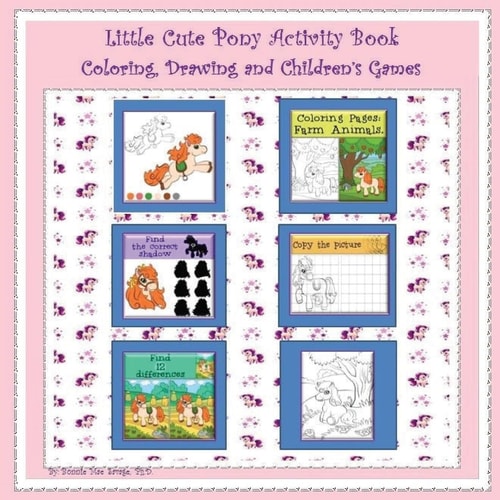Little Cute Pony Activity Book Coloring, Drawing and Children's Games
