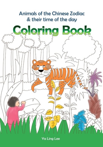 Coloring Book Animals of the Chinese Zodiac and Their Time of the Day