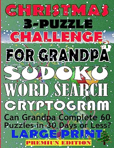 Christmas 3-Puzzle Challenge for Grandpa Can Grandpa Complete 60 Puzzles in 30 Days Or Less?