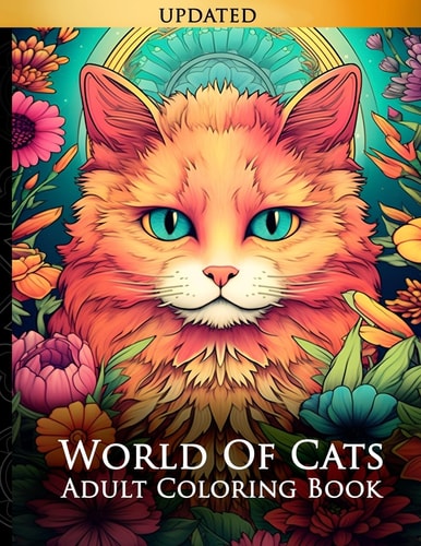 World of Cats Adult Coloring Book