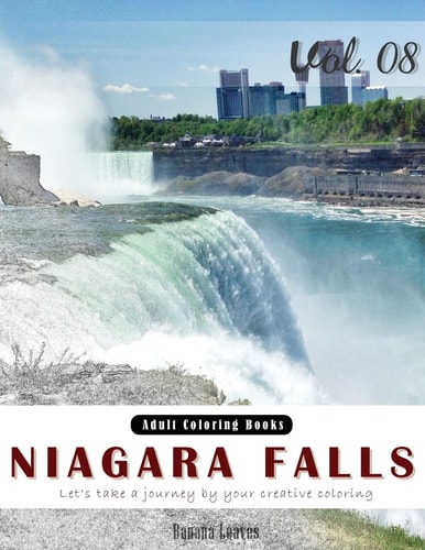 Niagara Falls Landscapes Grey Scale Photo Adult Coloring Book, Mind Relaxation Stress Relief Coloring Book Vol8.: Series of Coloring Book for Adults, Grown Up, and Kids 8.5" X 11" (21.59 X 27.94 Cm)