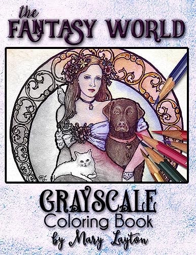 The Fantasy World Grayscale Coloring Book