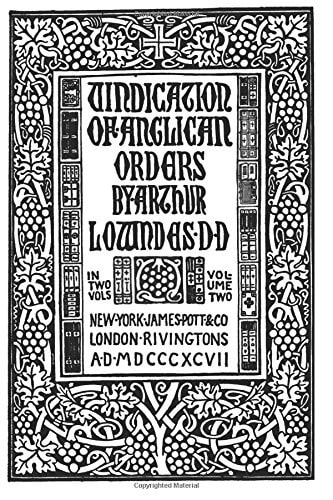 Vindication of Anglican Orders