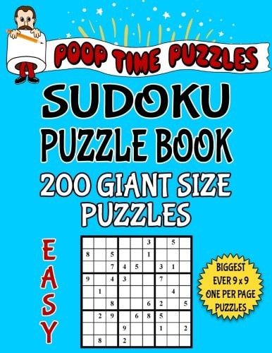 Poop Time Puzzles Sudoku Puzzle Book, 200 Easy Giant Size Puzzles One Gigantic Puzzle Per Letter Size Page