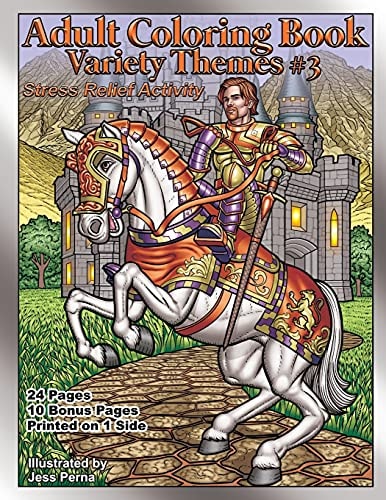 Adult Coloring Book Variety Themes #3 Stress Relief Activity