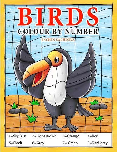Birds Colour by Number Book for Kids and Preschoolers