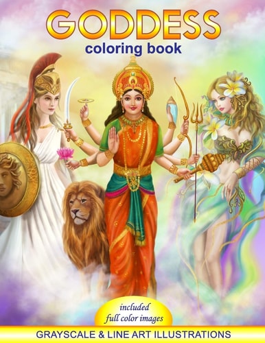 Goddess Coloring Book. Grayscale and Line Art Illustrations Coloring Book for Adults. Adult Relaxation