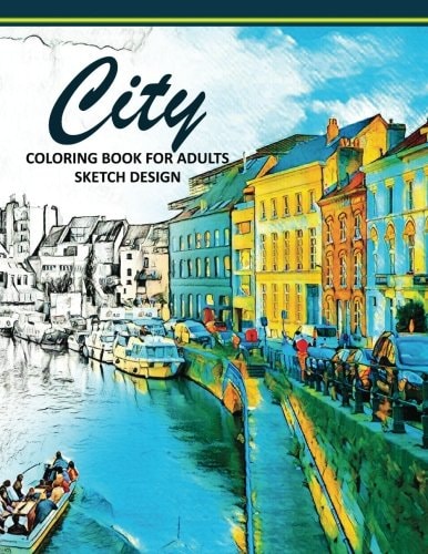City Coloring Books for Adults A Sketch Grayscale Coloring Books Beginner (High Quality Picture)