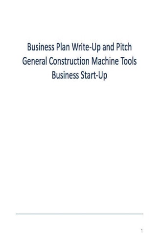 General Construction Machine Tooling Business Plan