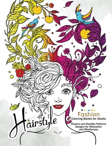 HairStlye Fashion Coloring Books Amazing Flower and Doodle Pattermns Design