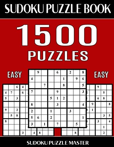 Sudoku Puzzle Master Book, 1,500 Easy Puzzles Jumbo Bargain Size Sudoku Book With Single Level of Difficulty