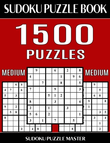 Sudoku Puzzle Master Book, 1,500 Medium Puzzles Jumbo Bargain Size Sudoku Book With Single Level of Difficulty