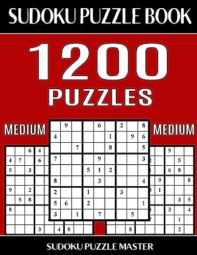 Sudoku Puzzle Master Book, 1,200 Medium Puzzles Jumbo Bargain Size Sudoku Book With Single Level of Difficulty