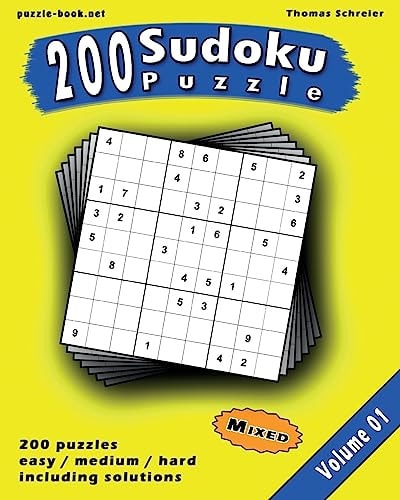 Sudoku 200 Mixed (Easy, Medium, Hard) 9x9 Sudoku, Vol. 1