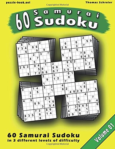 Samurai Sudoku Puzzle 60 Mixed (Easy, Medium, Hard) Samurai Sudoku, Vol. 1