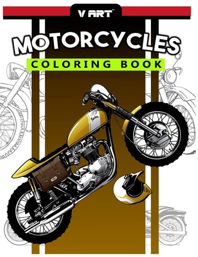 Motorcycles Coloring Book Pattern to Color for Bike Lover, Motorcycle Coloring for Adults