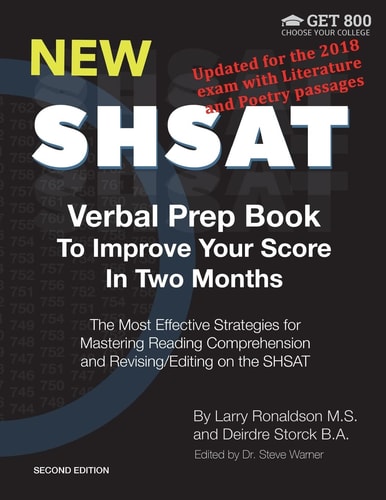 New SHSAT Verbal Prep Book To Improve Your Score In Two Months The Most Effective Strategies for Mastering Reading Comprehension and Revising/Editing on the SHSAT
