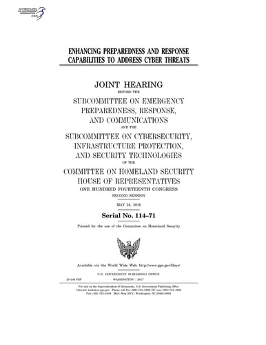 Enhancing Preparedness and Response Capabilities to Address Cyber Threats
