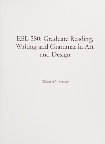 ESL 580 Graduate Reading, Writing and Grammar in Art and Design: SCAD Language Studio