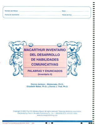 MacArthur Inventario del Desarrollo de Habilidades Comunicativas (Inventario): Inventario II: Palabras Y Enunciados