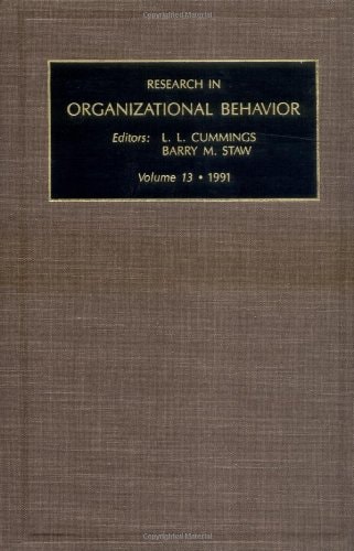 Research in Organizational Behavior An Annual Series of Analytical Essays and Critical Reviews