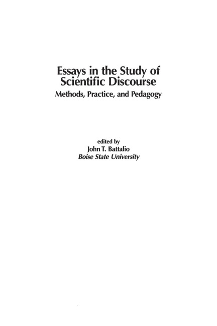 Essays in the Study of Scientific Discourse: Methods, Practice, and Pedagogy