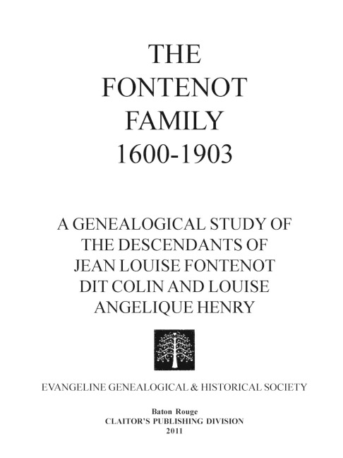 THE FONTENOT FAMILY 1600-1903