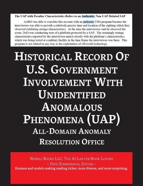 Report on the Historical Record of U.S. Government Involvement with Unidentified Anomalous Phenomena (UAP)