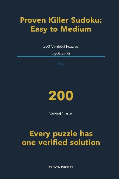 Proven Killer Sudoku: Easy to Medium